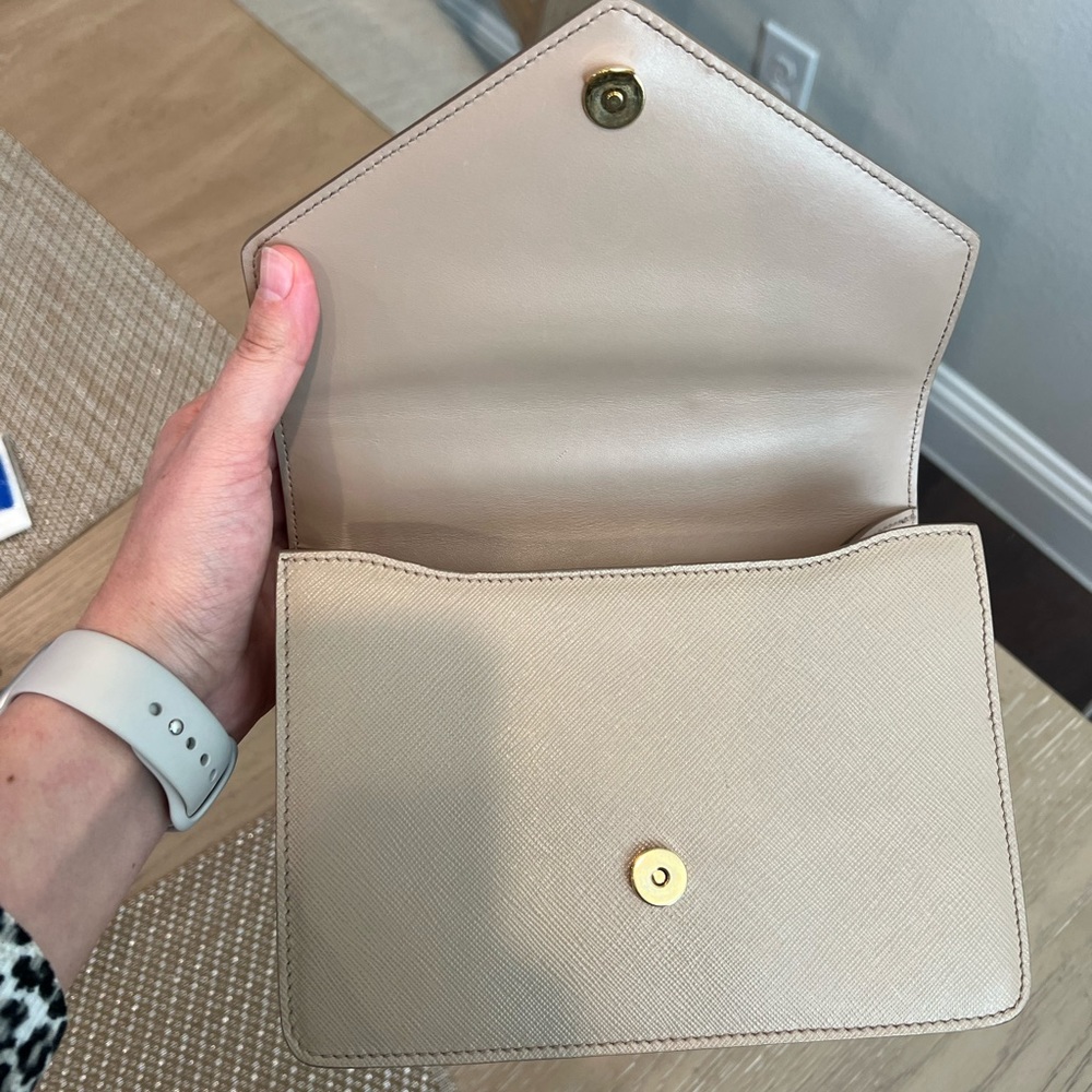 Prada Envelope Flap Chain Shoulder bag Saffiano Leather Small Beige - Picture 7 of 9